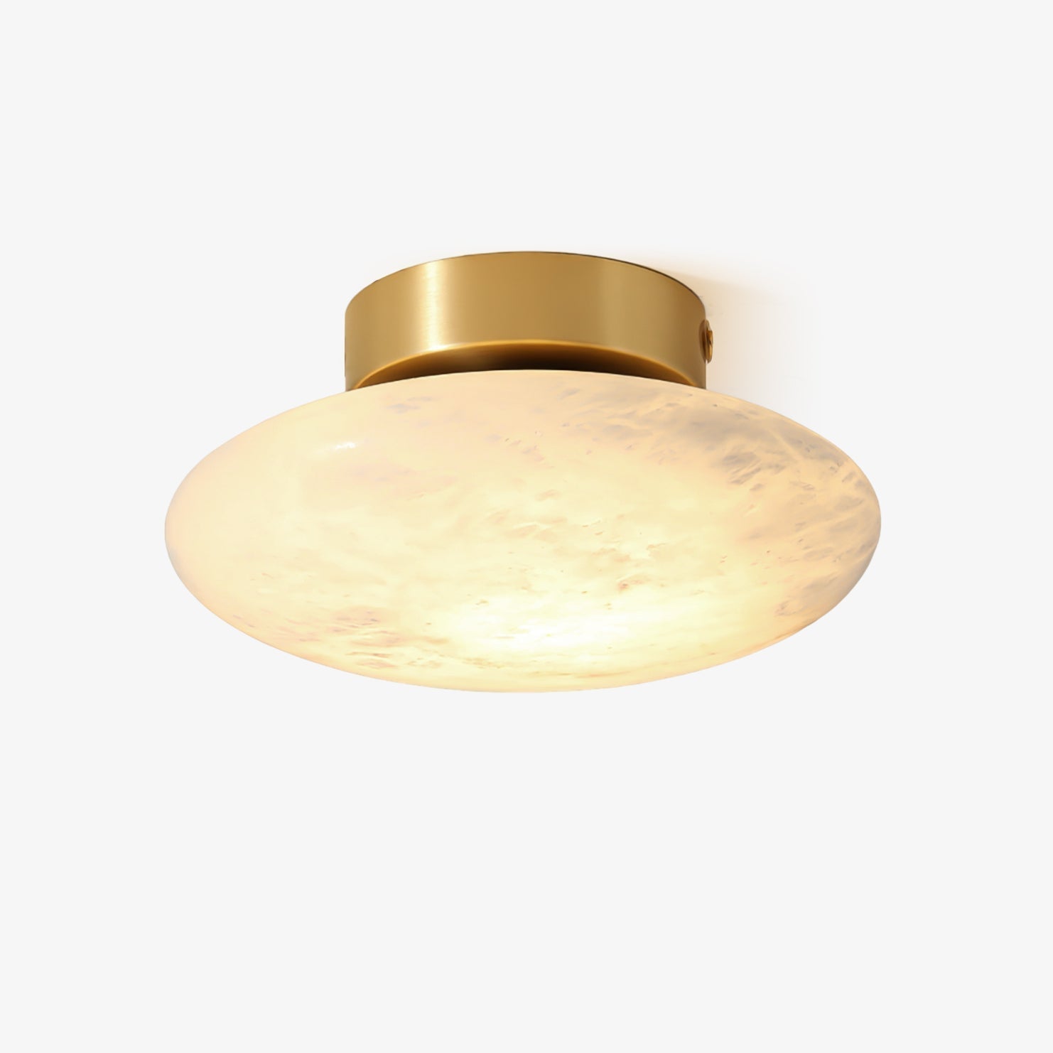 Alabaster Oval Ceiling Lamp - ∅ 7.9″ x H 3.9″Brass & WhiteWarm Lightwinglightingus