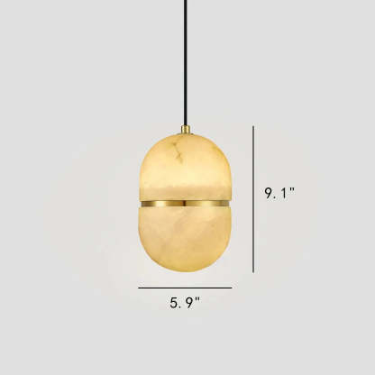 Alabaster Oval Pendant 5.9" D 7.1" D - winglightingus
