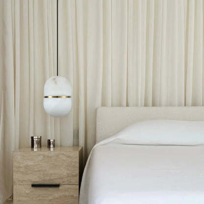 Alabaster Oval Pendant 5.9" D 7.1" D - winglightingus