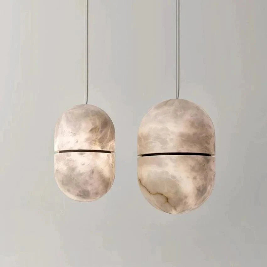 Alabaster Oval Pendant 5.9" D 7.1" D - winglightingus