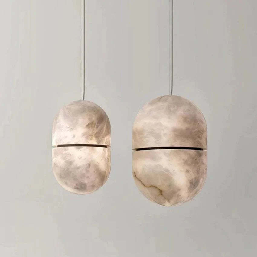Alabaster Oval Pendant 5.9" D 7.1" D - winglightingus