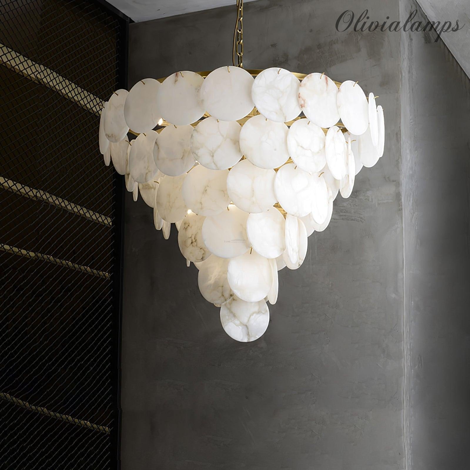 Alabaster Shell Brass Chandelier with 2/3/4/5/6 layer-winglightingus