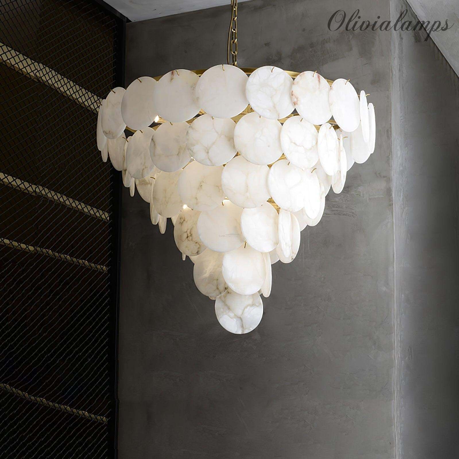 Alabaster Shell Brass Chandelier with 2/3/4/5/6 layer-winglightingus