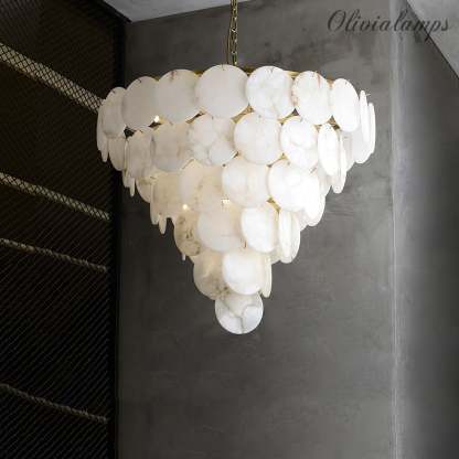 Alabaster Shell Brass Chandelier with 2/3/4/5/6 layer-winglightingus