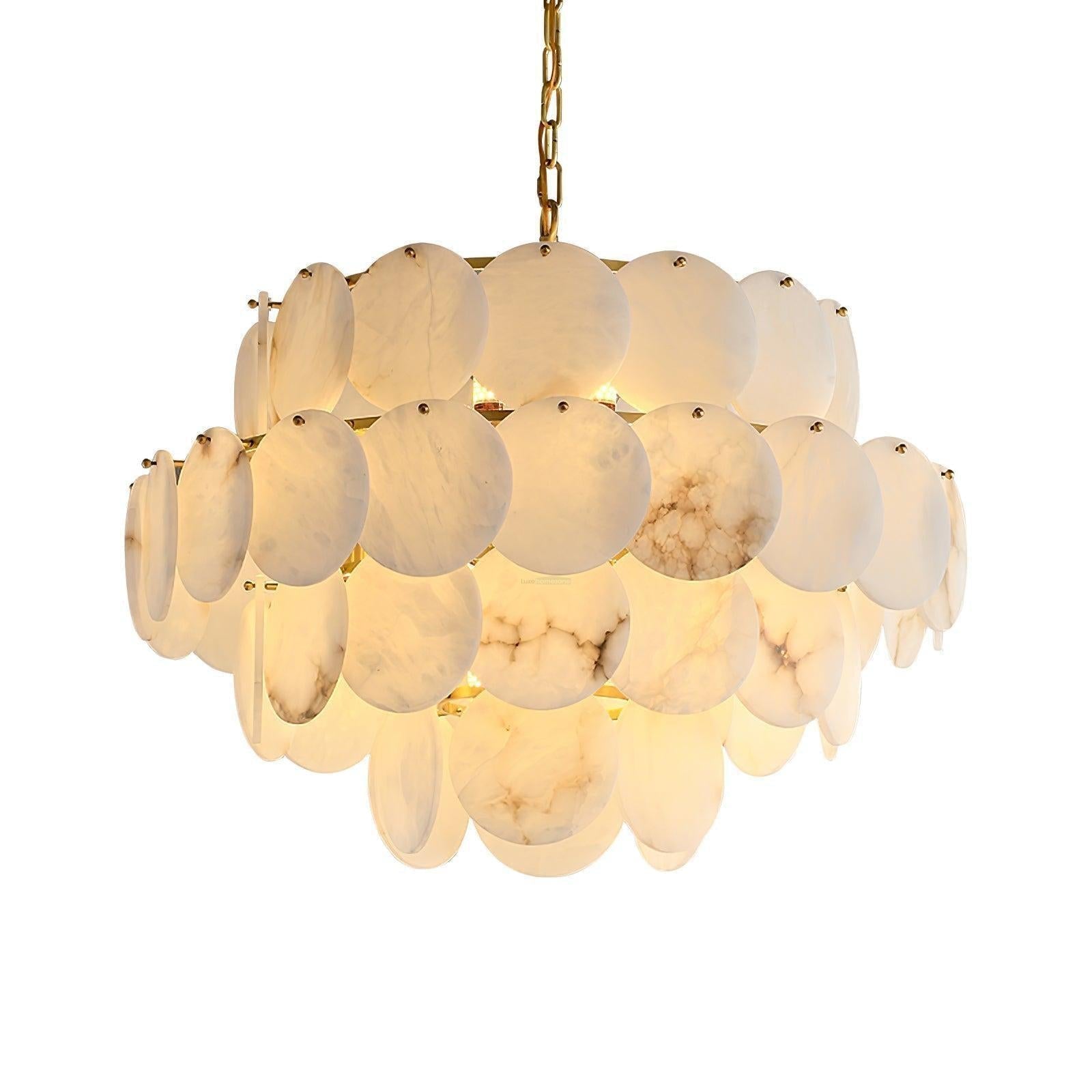 Alabaster Shell Brass Chandelier with 2/3/4/5/6 layer-4 layers 31.5" x H 29.5" / Dia 80cm x H 75cm-Brass & White-winglightingus