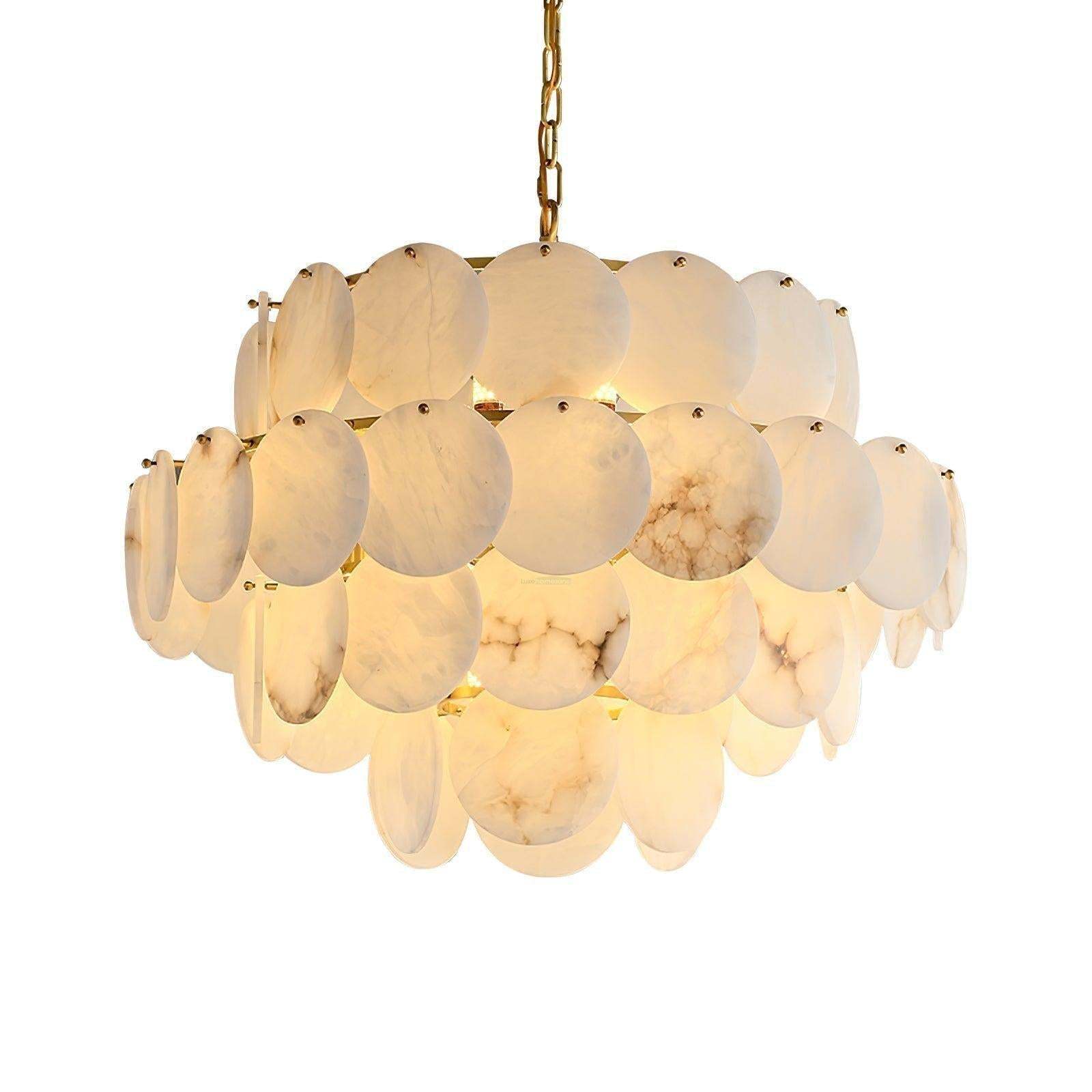 Alabaster Shell Brass Chandelier with 2/3/4/5/6 layer-4 layers 31.5" x H 29.5" / Dia 80cm x H 75cm-Brass & White-winglightingus