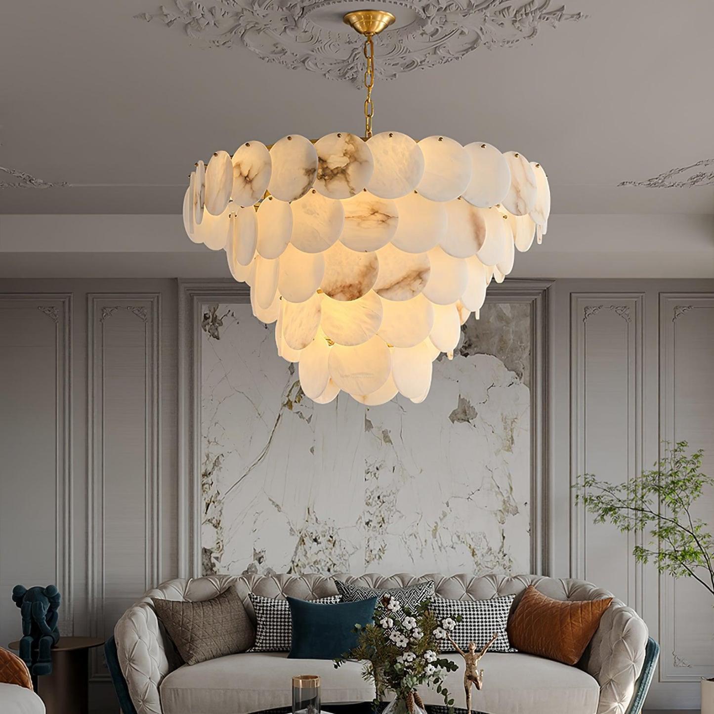 Alabaster Shell Brass Chandelier with 2/3/4/5/6 layer-winglightingus