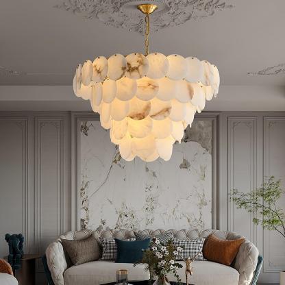 Alabaster Shell Brass Chandelier with 2/3/4/5/6 layer-winglightingus