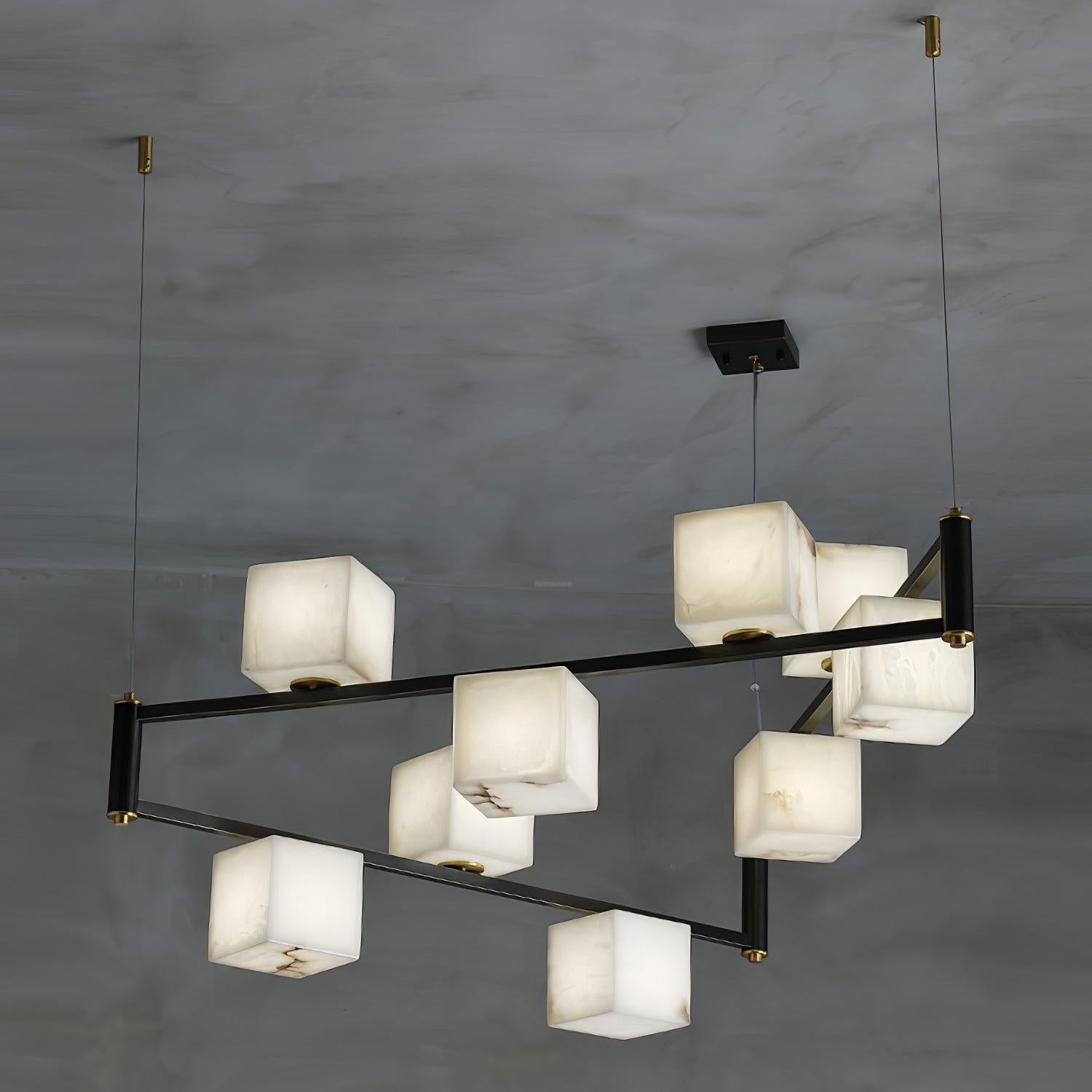 Alabaster Square Box Chandelier with 4/5/6/8/9 heads-winglightingus