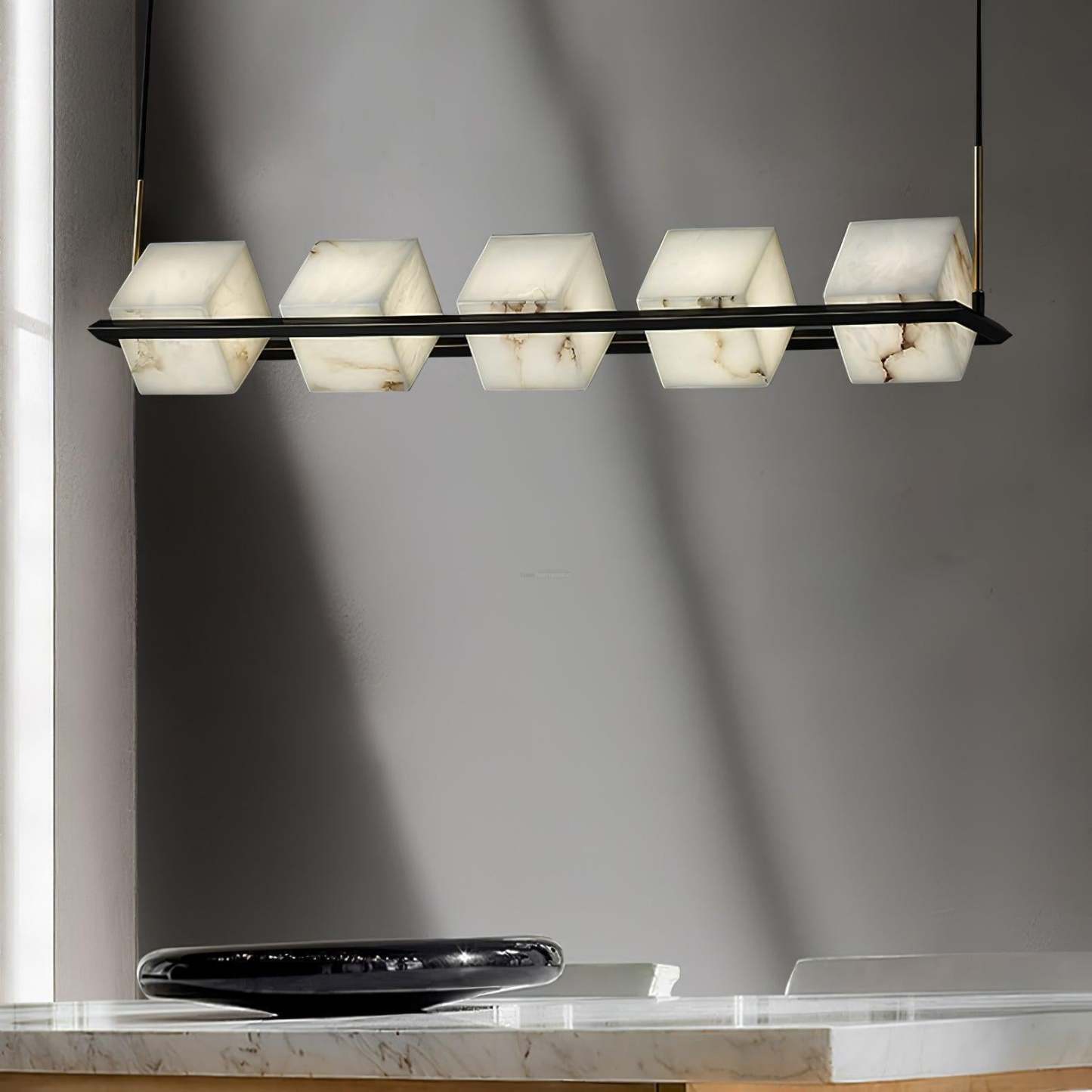 Alabaster Square Box Chandelier with 4/5/6/8/9 heads-winglightingus