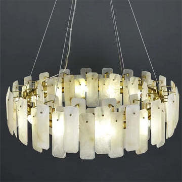 August Marble alabaster Round chandelier-39"D-winglightingus
