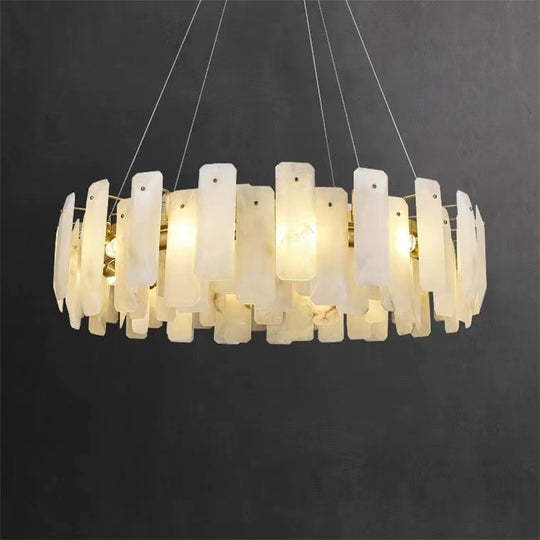 August Marble alabaster Round chandelier-20"D-winglightingus