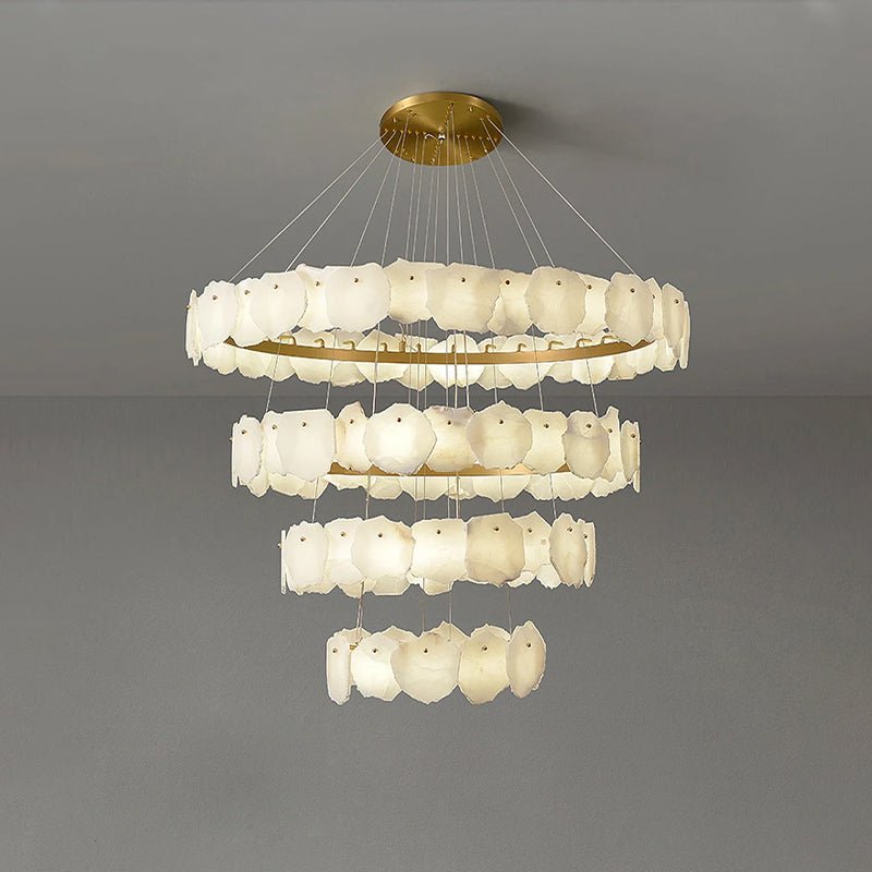 winglightingus Tiered Circular Alabaster Chandelier - Ø47"xH79"GoldWarm Whitewinglightingus