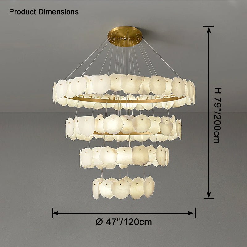 winglightingus Tiered Circular Alabaster Chandelier - Ø47"xH79"GoldWarm Whitewinglightingus