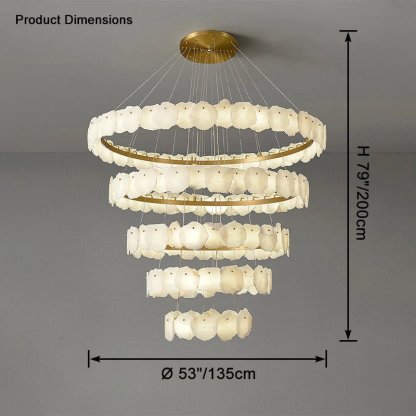 winglightingus Tiered Circular Alabaster Chandelier - Ø53"xH79"GoldWarm Whitewinglightingus