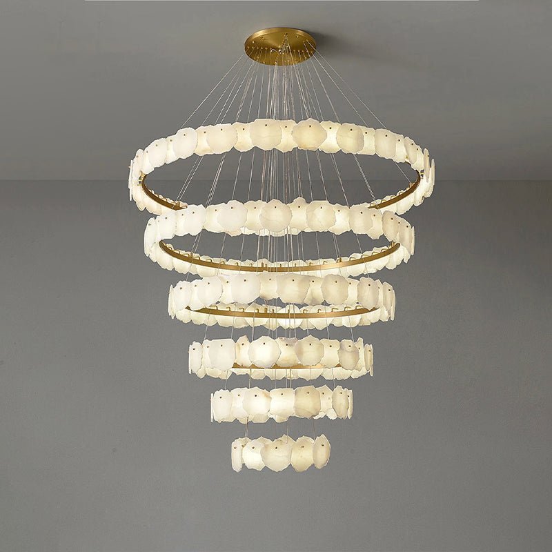 winglightingus Tiered Circular Alabaster Chandelier - Ø63"xH98"GoldWarm Whitewinglightingus