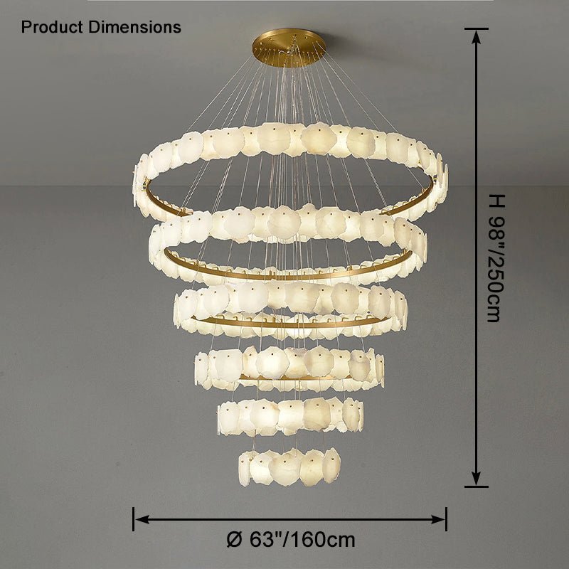 winglightingus Tiered Circular Alabaster Chandelier - Ø63"xH98"GoldWarm Whitewinglightingus