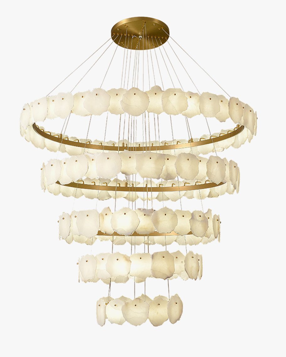 winglightingus Tiered Circular Alabaster Chandelier - Ø47"xH79"GoldWarm Whitewinglightingus