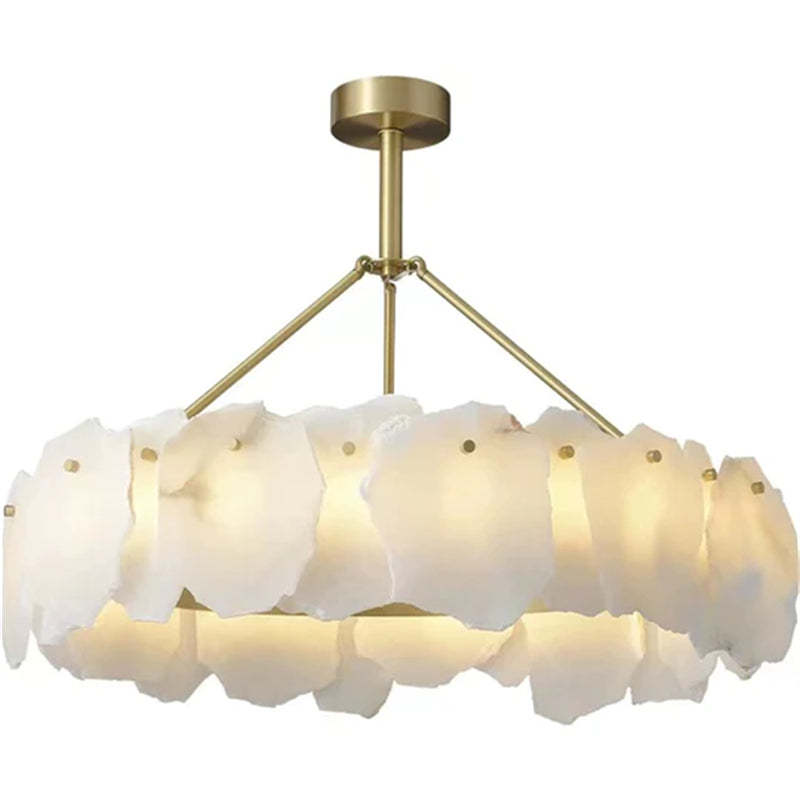 Carlos Alabaster Modern Snowflake Round Chandelier chandelier Kevin Studio Inc D31.5"