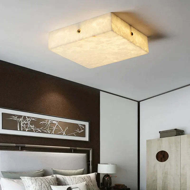 Coral Modern Alabaster Flushmount, Designer Ceiling Light Fixtures Chandelier Kevin Studio Inc