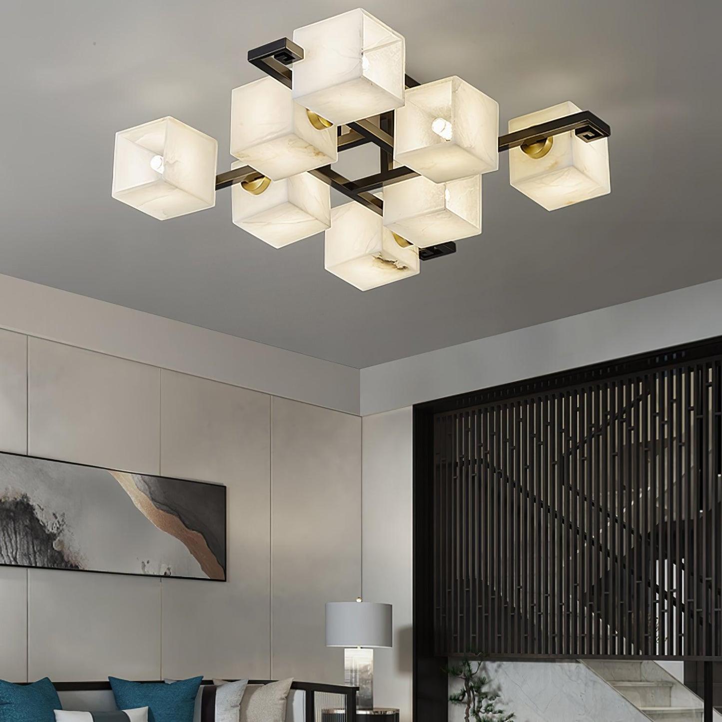 Cubist Alabaster Cluster Ceiling Lamp - by winglightingus