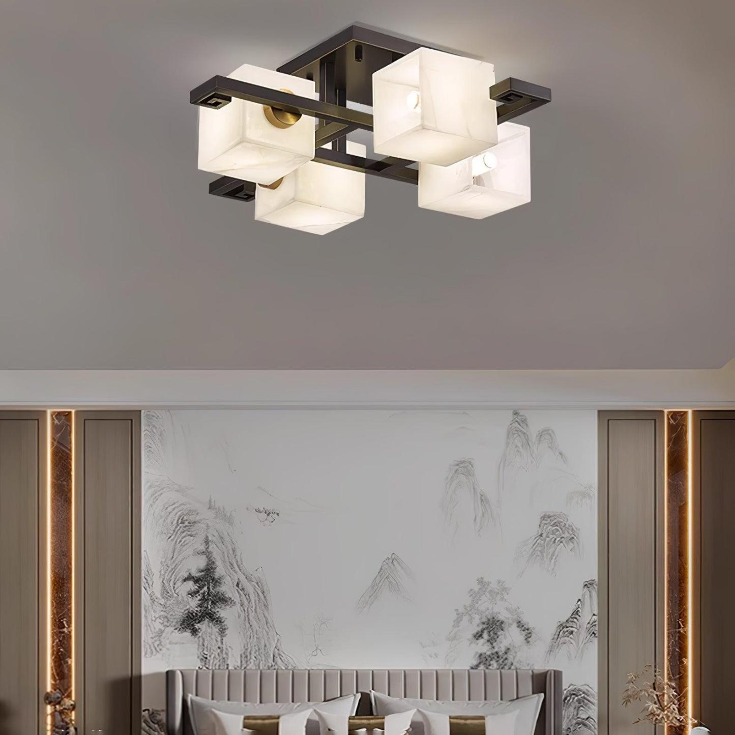 Cubist Alabaster Cluster Ceiling Lamp - by winglightingus
