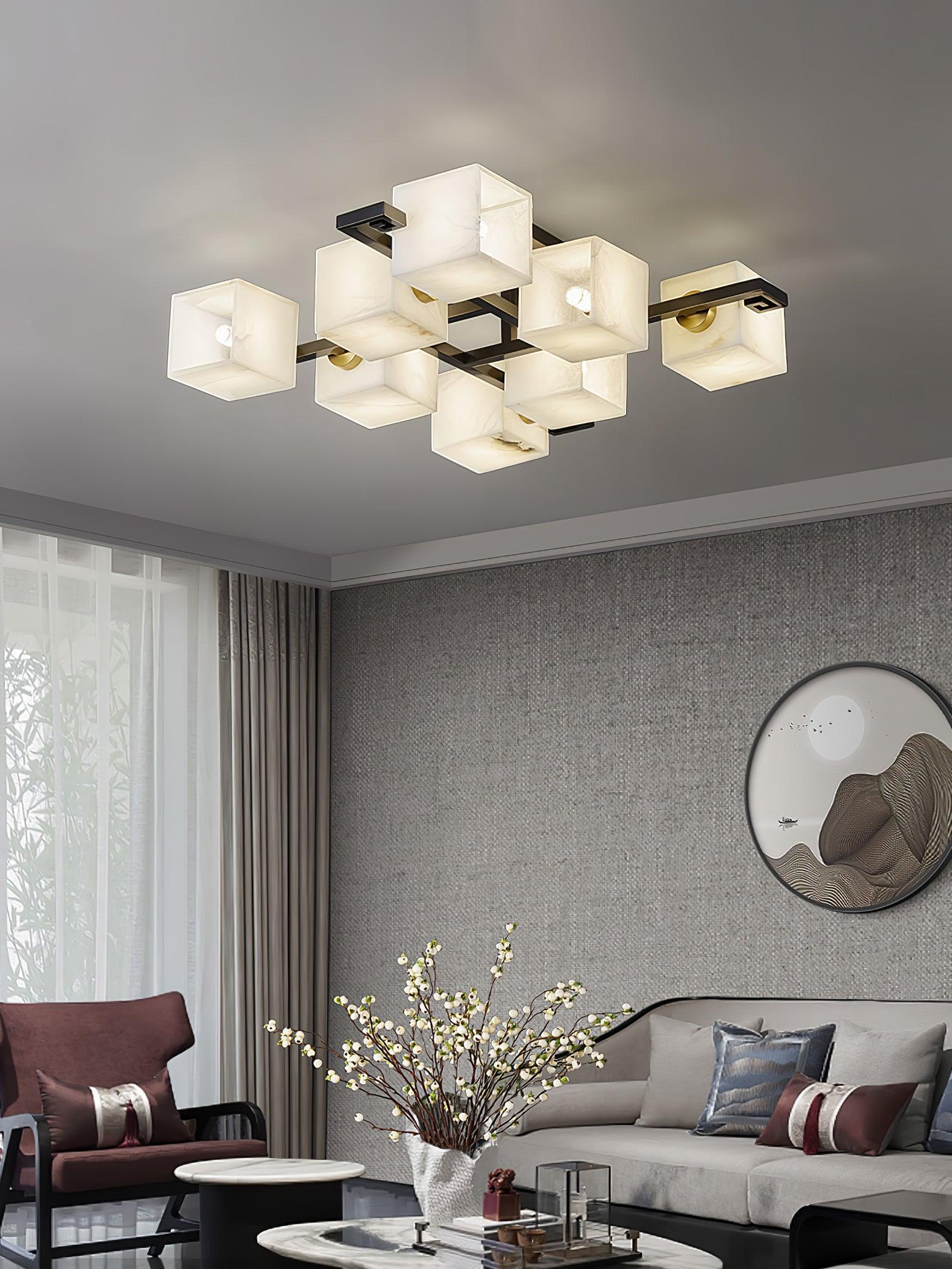 Cubist Alabaster Cluster Ceiling Lamp - by winglightingus