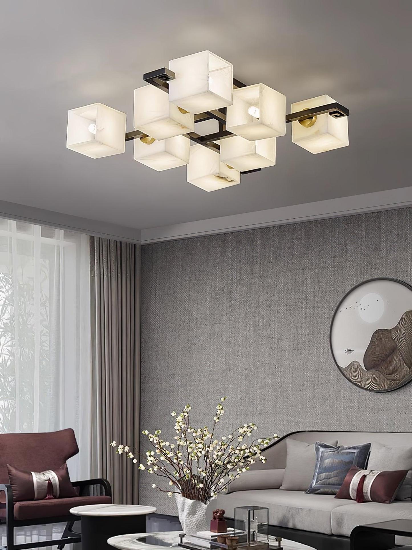 Cubist Alabaster Cluster Ceiling Lamp - by winglightingus
