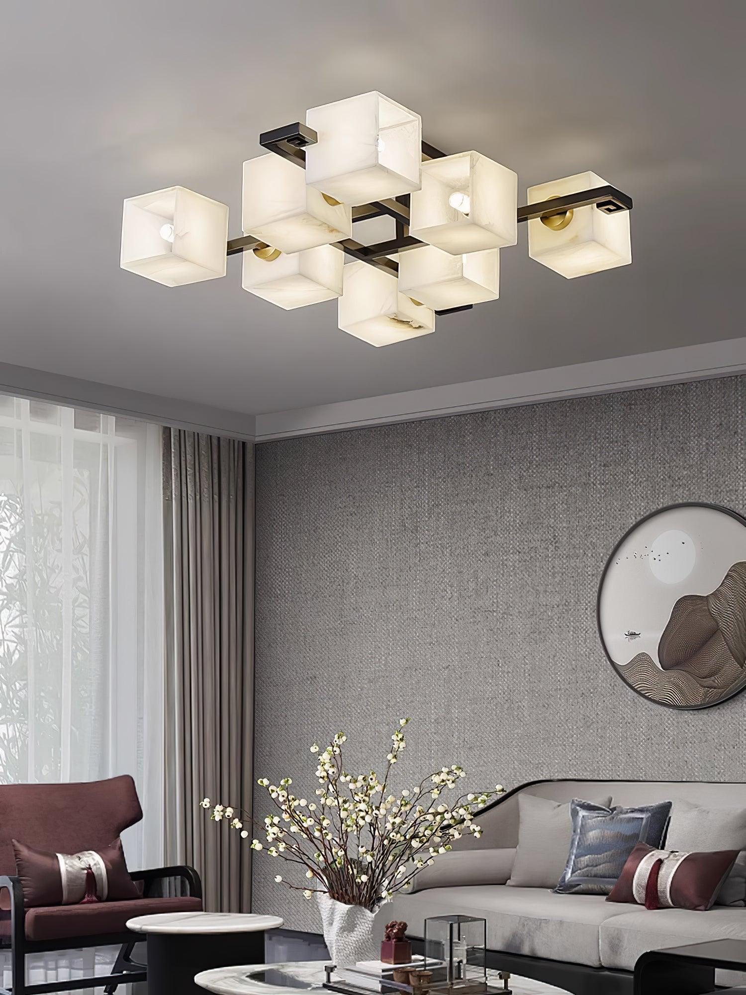 Cubist Alabaster Cluster Ceiling Lamp - by winglightingus
