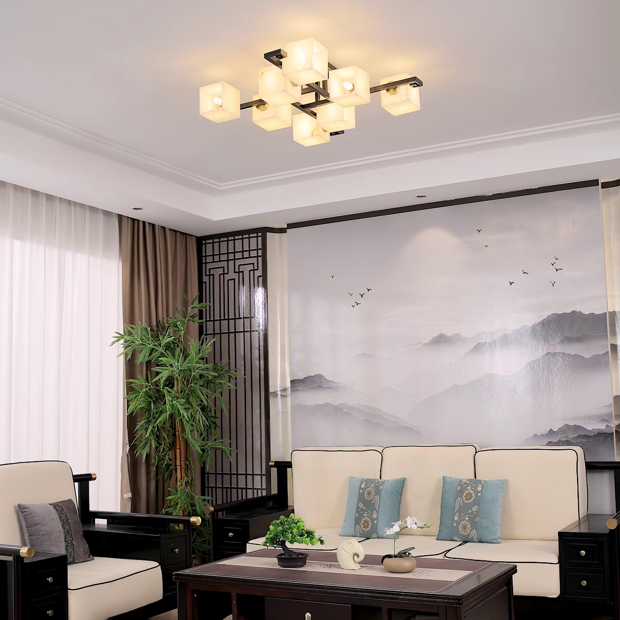 Cubist Alabaster Cluster Ceiling Lamp - by winglightingus