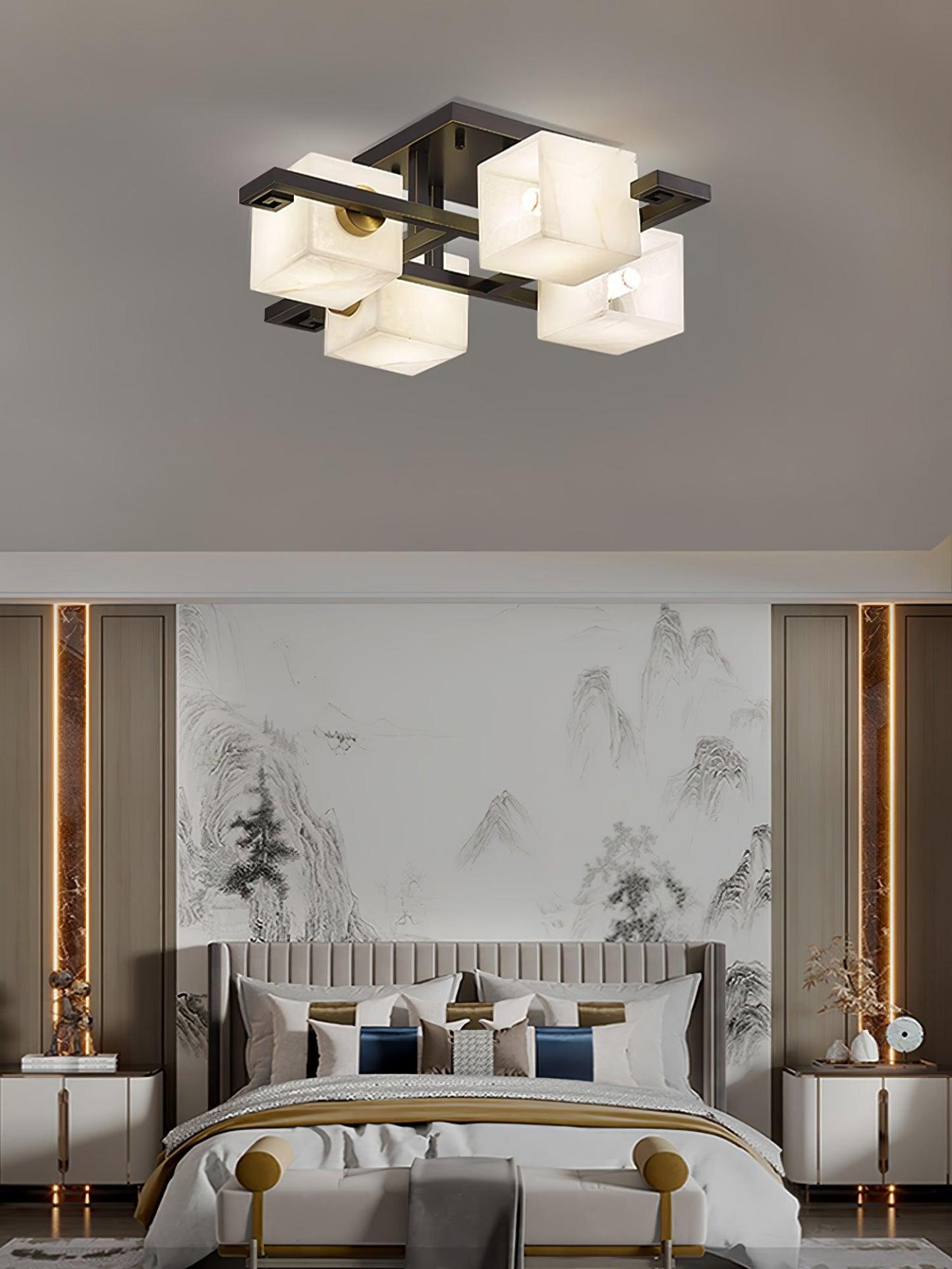 Cubist Alabaster Cluster Ceiling Lamp - by winglightingus