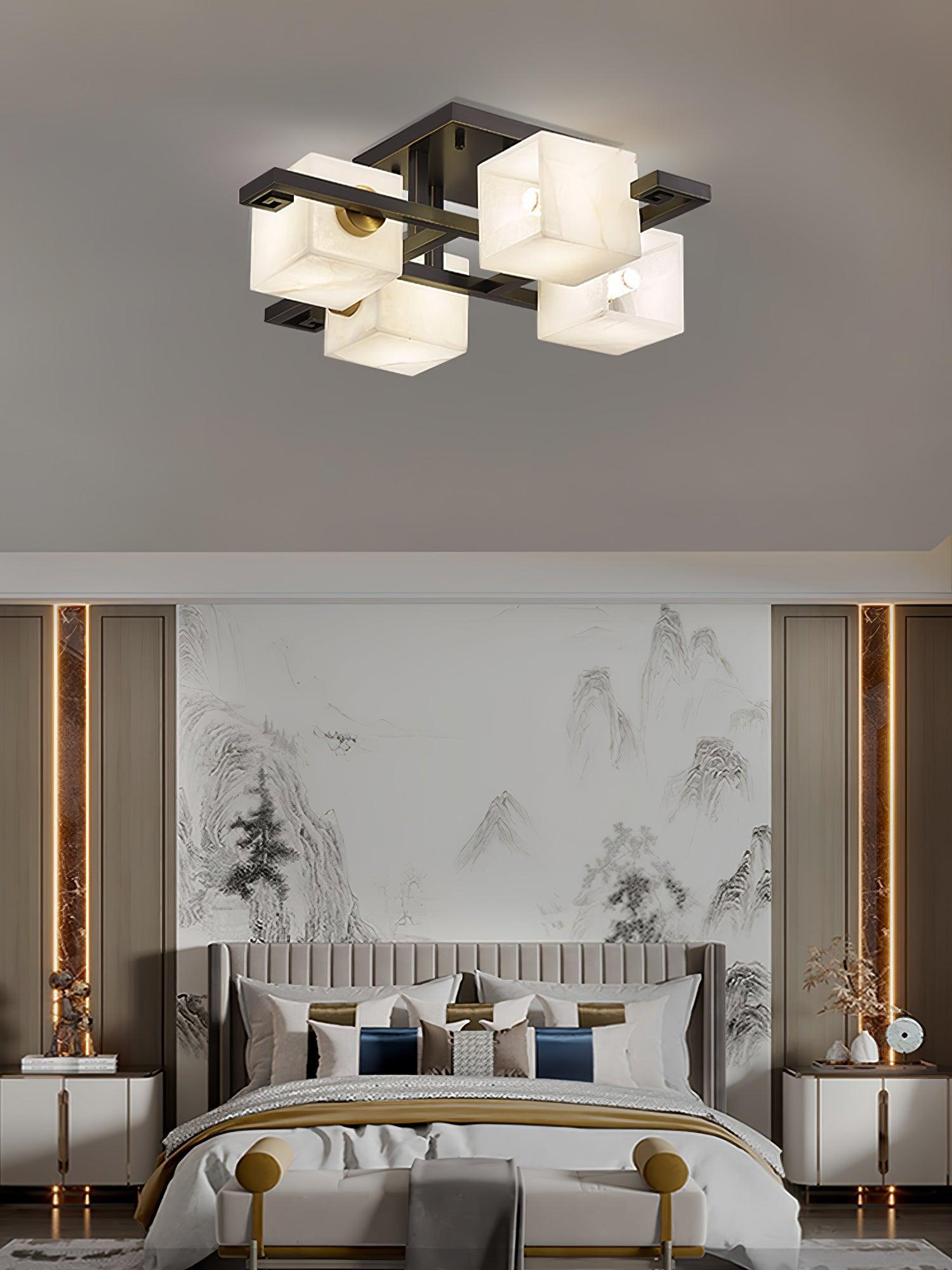 Cubist Alabaster Cluster Ceiling Lamp - by winglightingus