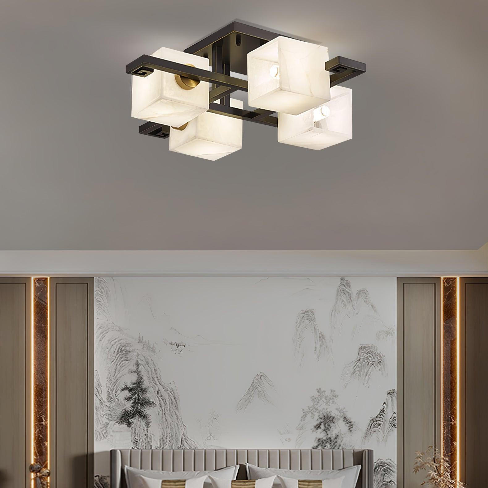 Cubist Alabaster Cluster Ceiling Lamp - by winglightingus