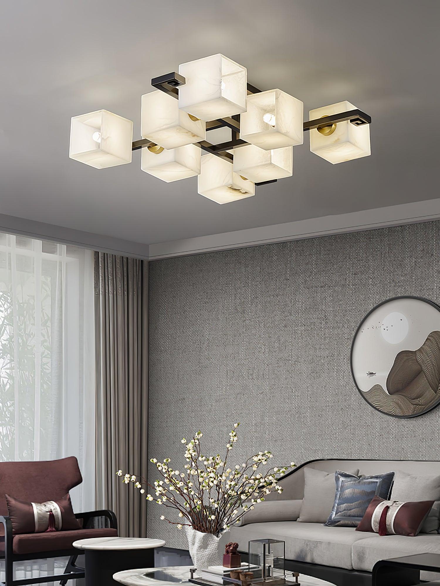 Cubist Alabaster Cluster Ceiling Lamp - by winglightingus