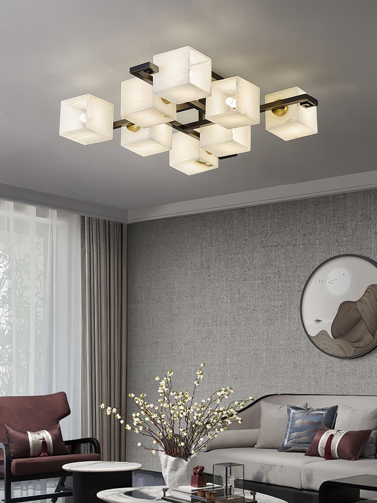 Cubist Alabaster Cluster Ceiling Lamp - by winglightingus