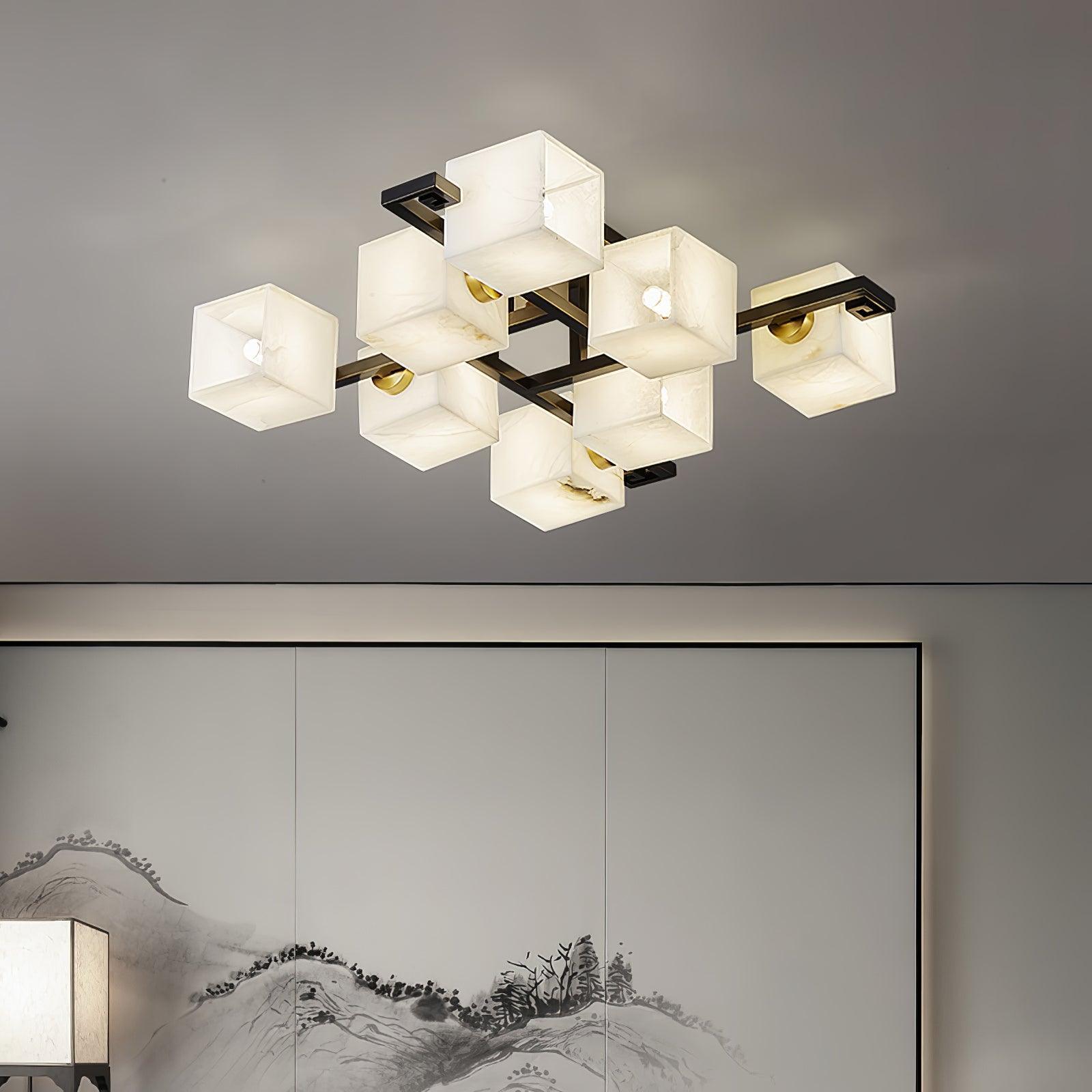 Cubist Alabaster Cluster Ceiling Lamp - by winglightingus