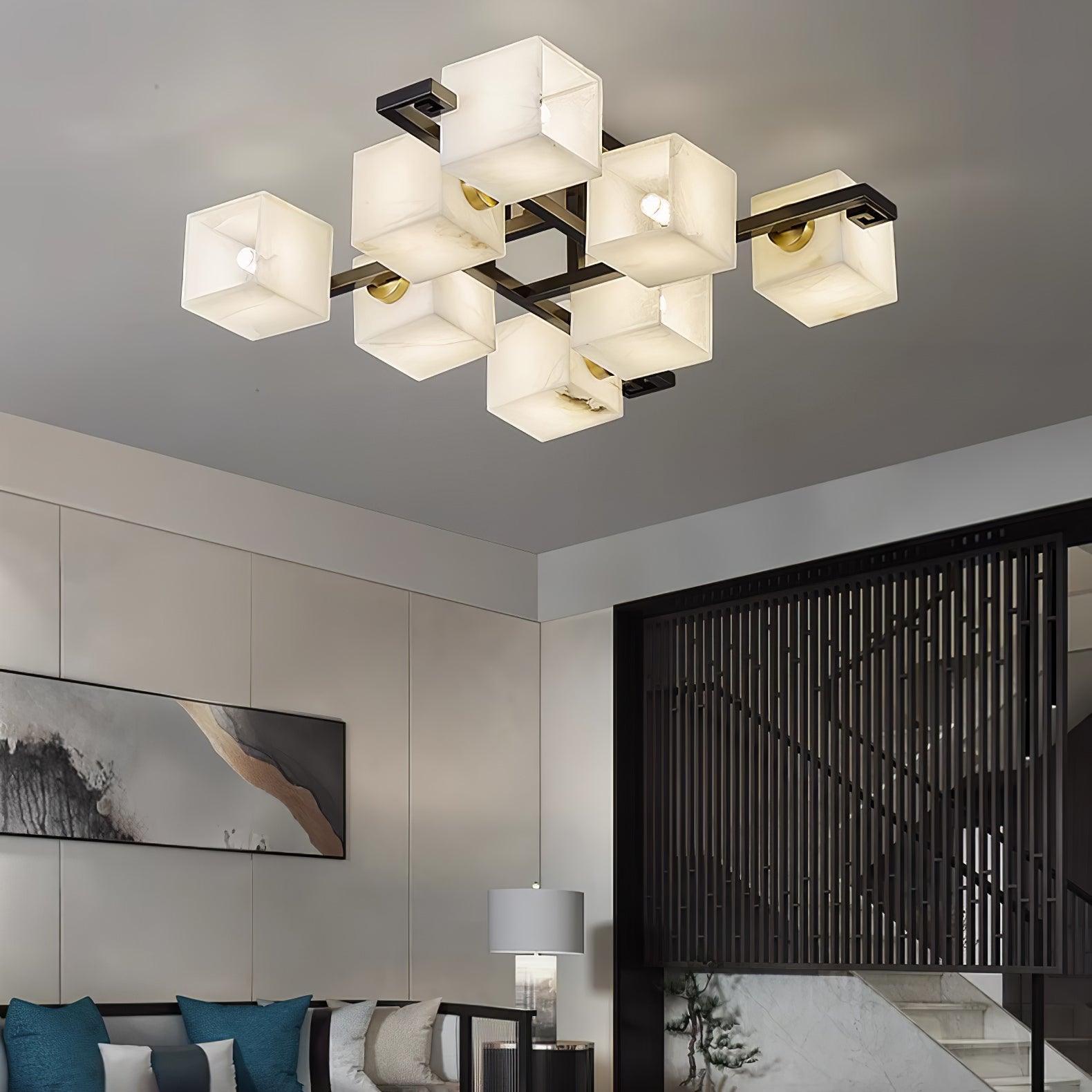 Cubist Alabaster Cluster Ceiling Lamp - by winglightingus