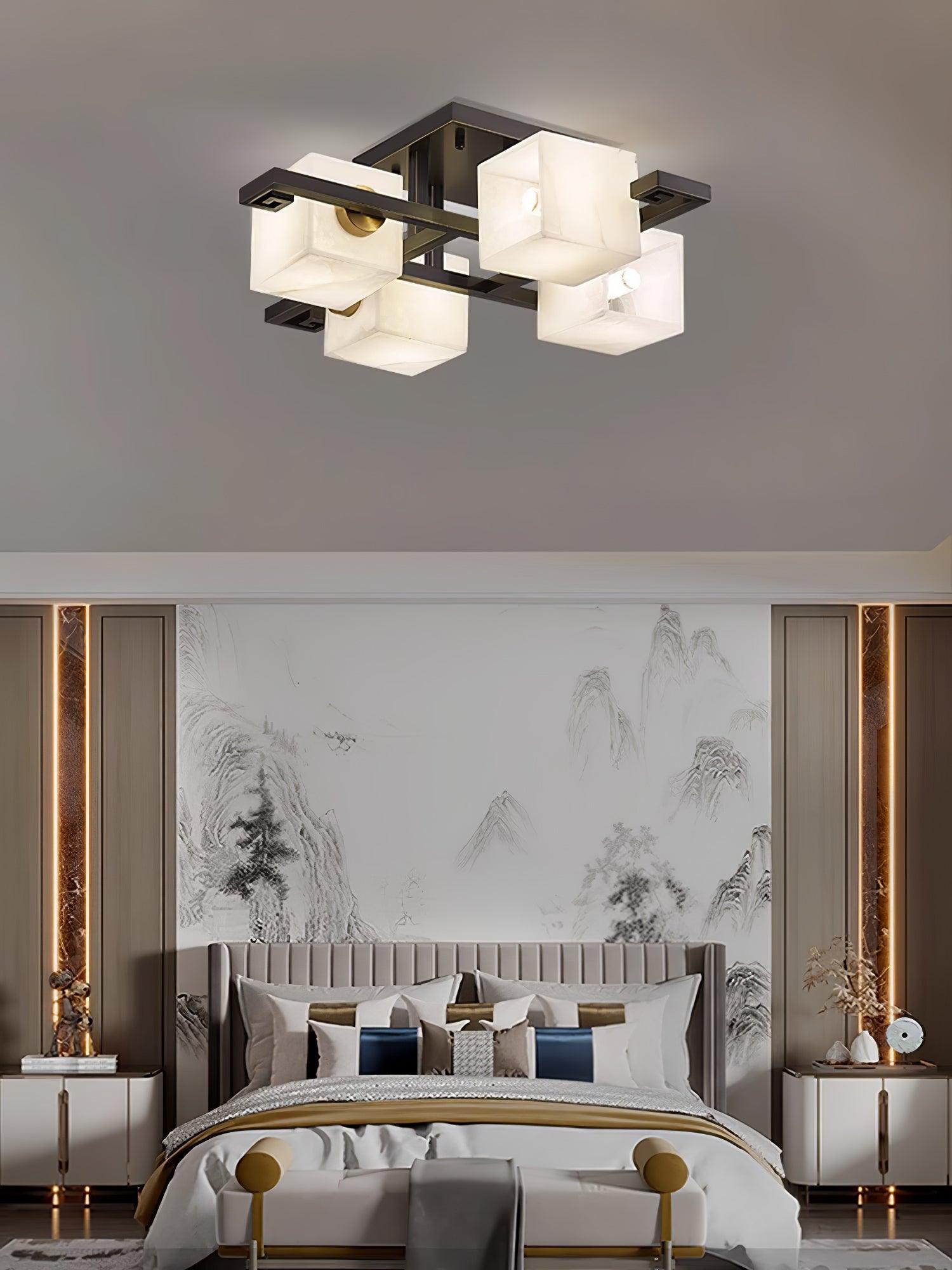 Cubist Alabaster Cluster Ceiling Lamp - by winglightingus