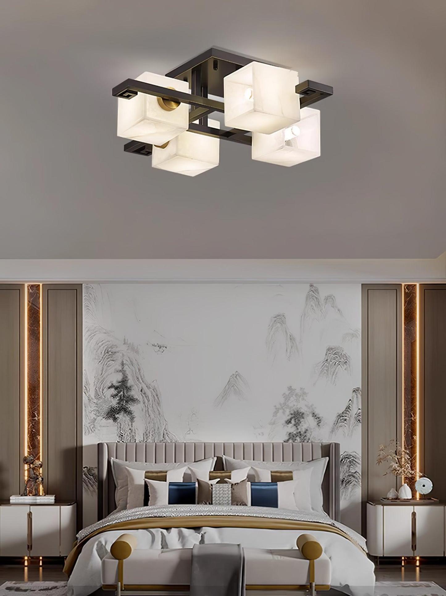 Cubist Alabaster Cluster Ceiling Lamp - by winglightingus