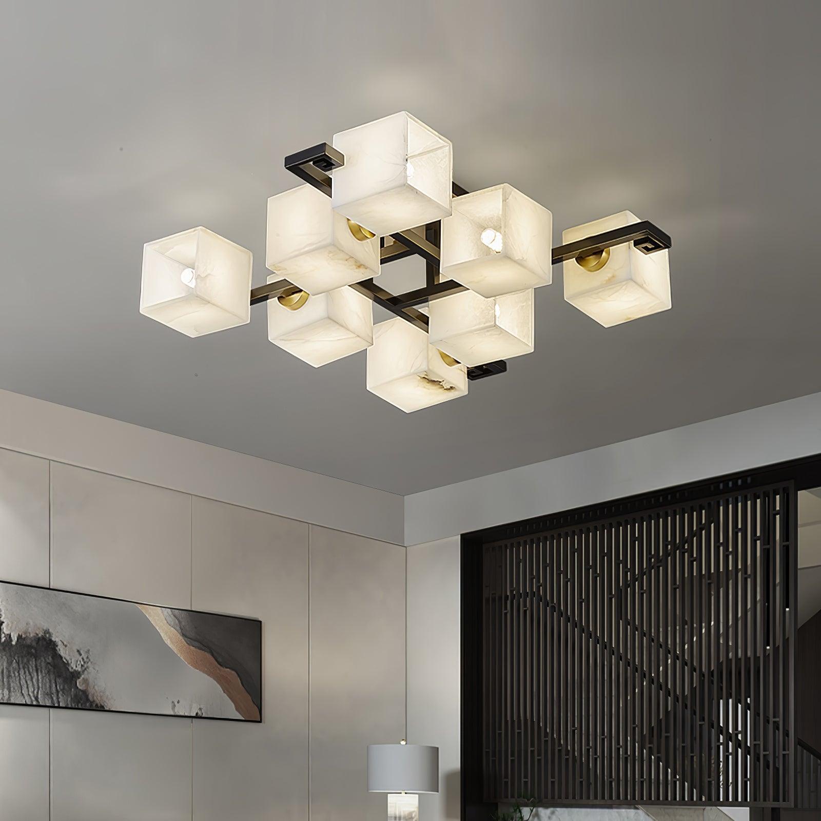 Cubist Alabaster Cluster Ceiling Lamp - by winglightingus