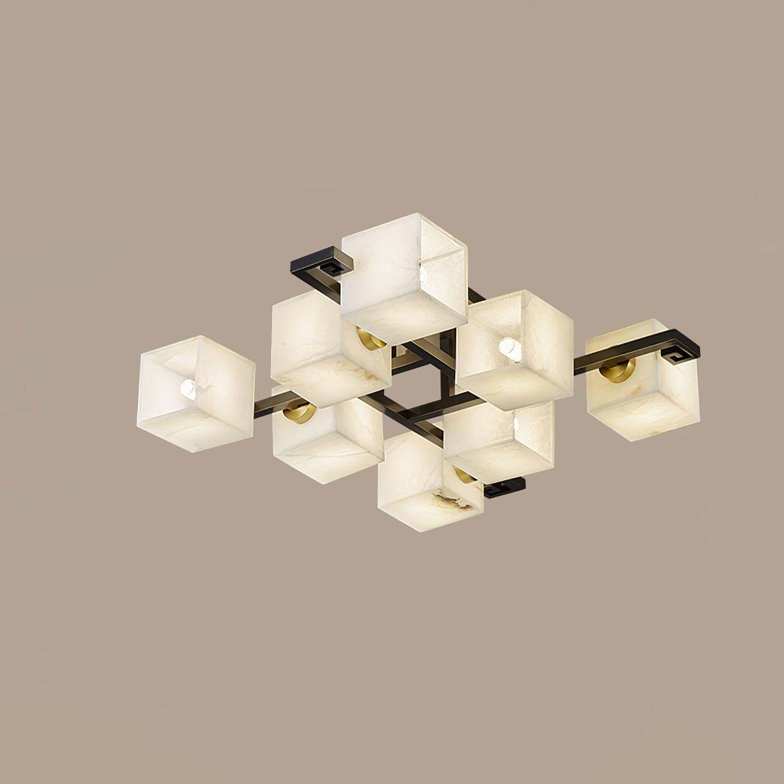 Cubist Alabaster Cluster Ceiling Lamp - 8 heads L 39.4″ x W 39.4″ x H 8.3″ / L 100cm x W 100cm x H 21cm by winglightingus