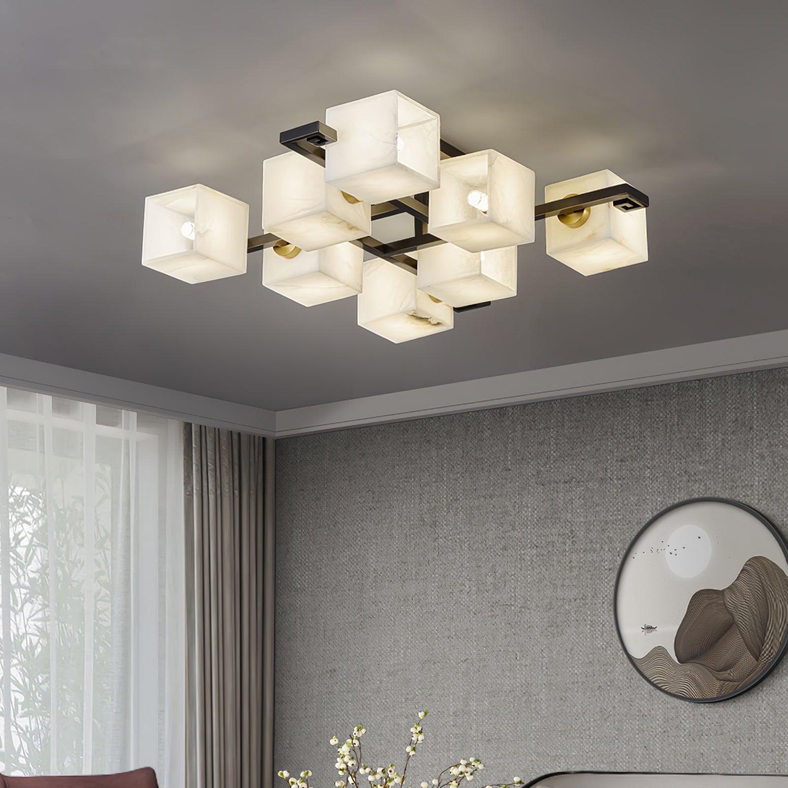 Cubist Alabaster Cluster Ceiling Lamp - by winglightingus