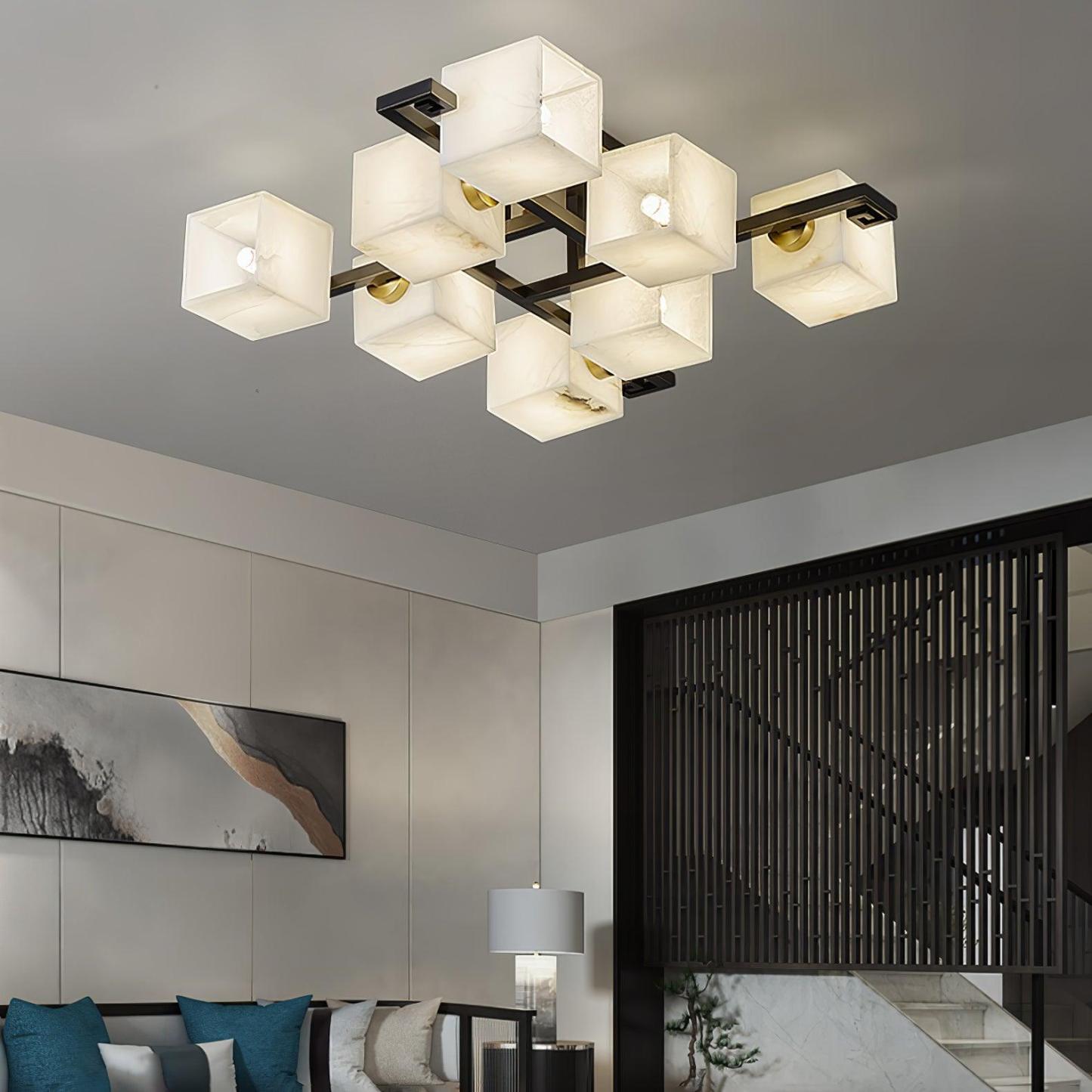 Cubist Alabaster Cluster Ceiling Lamp - by winglightingus