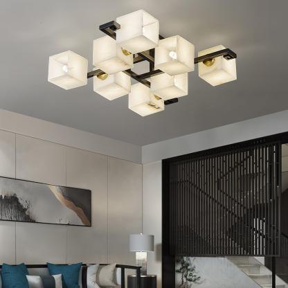Cubist Alabaster Cluster Ceiling Lamp - by winglightingus