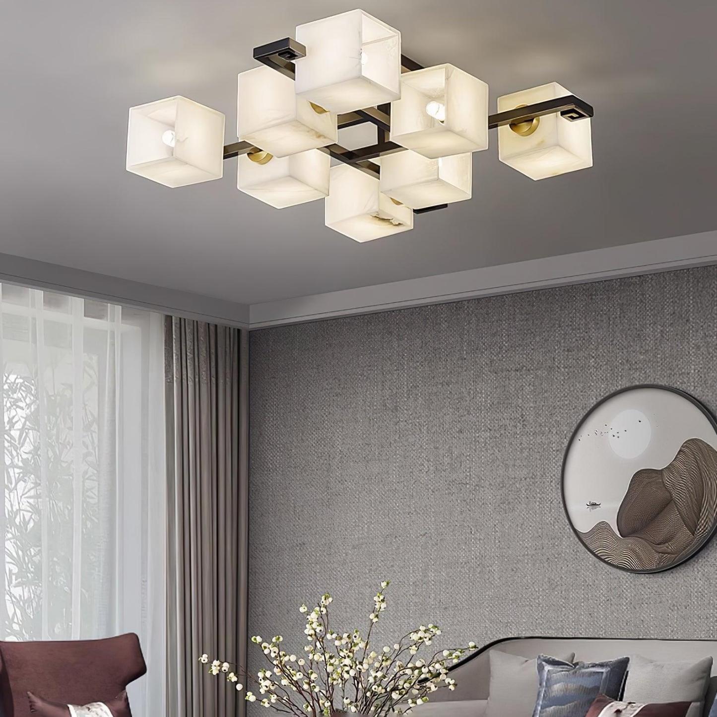 Cubist Alabaster Cluster Ceiling Lamp - by winglightingus
