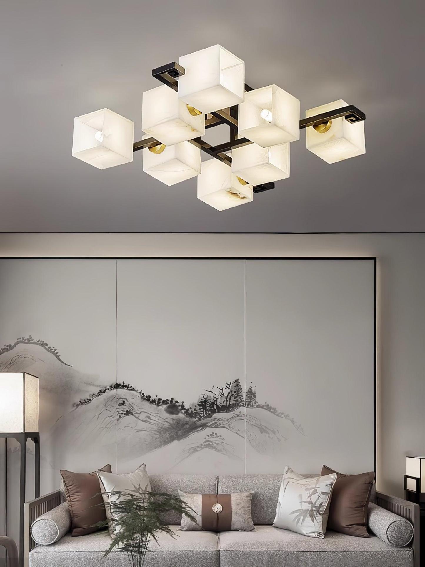 Cubist Alabaster Cluster Ceiling Lamp - by winglightingus