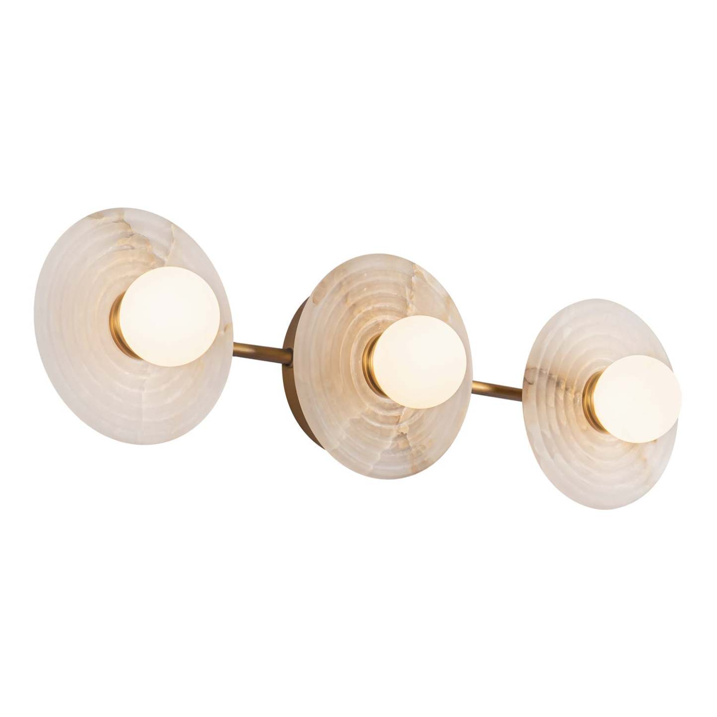 Dahlia Triple Alabaster Wall Sconce-Vintage Brass-winglightingus