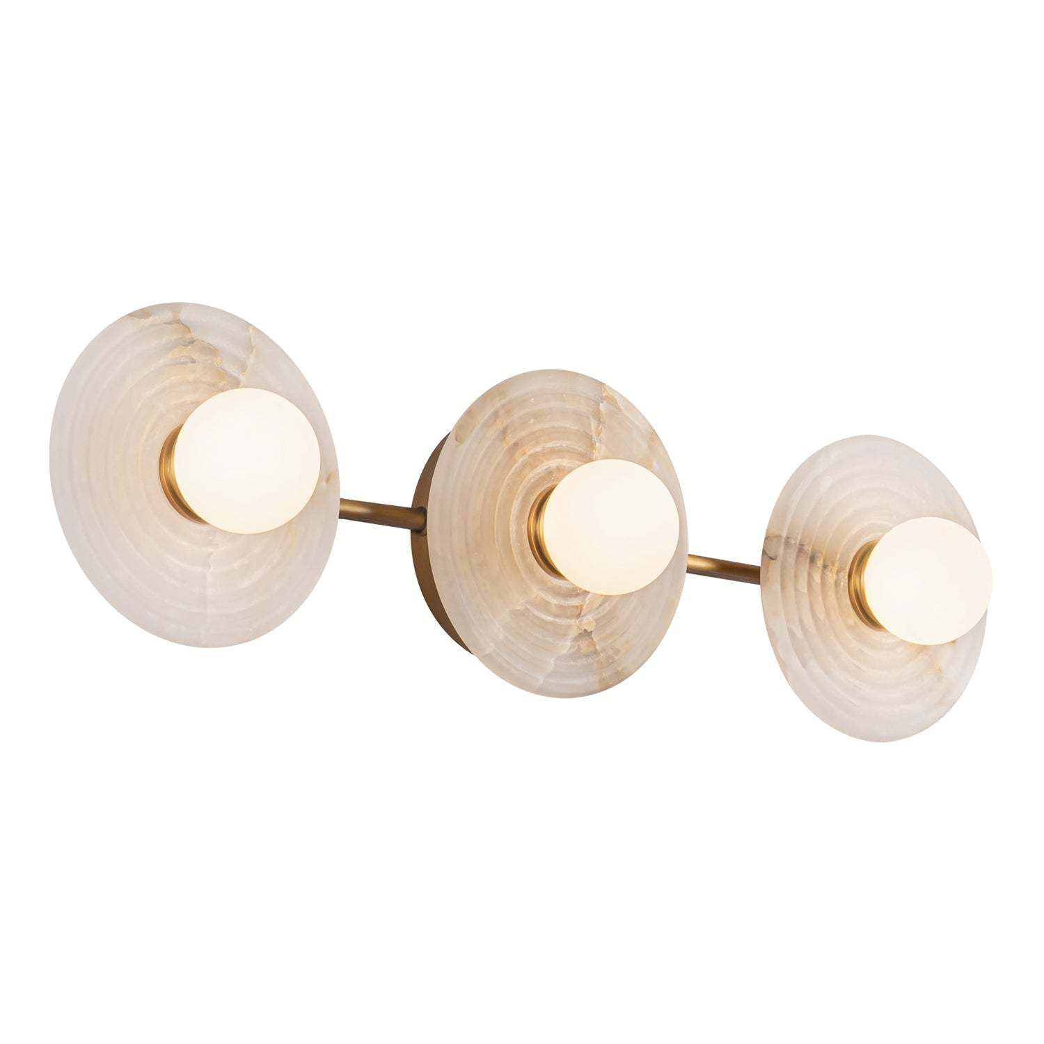 Dahlia Triple Alabaster Wall Sconce-Vintage Brass-winglightingus