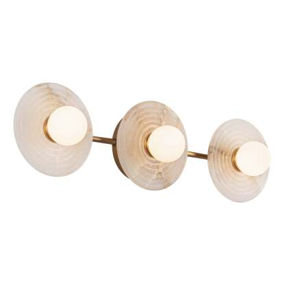 Dahlia Triple Alabaster Wall Sconce-Vintage Brass-winglightingus