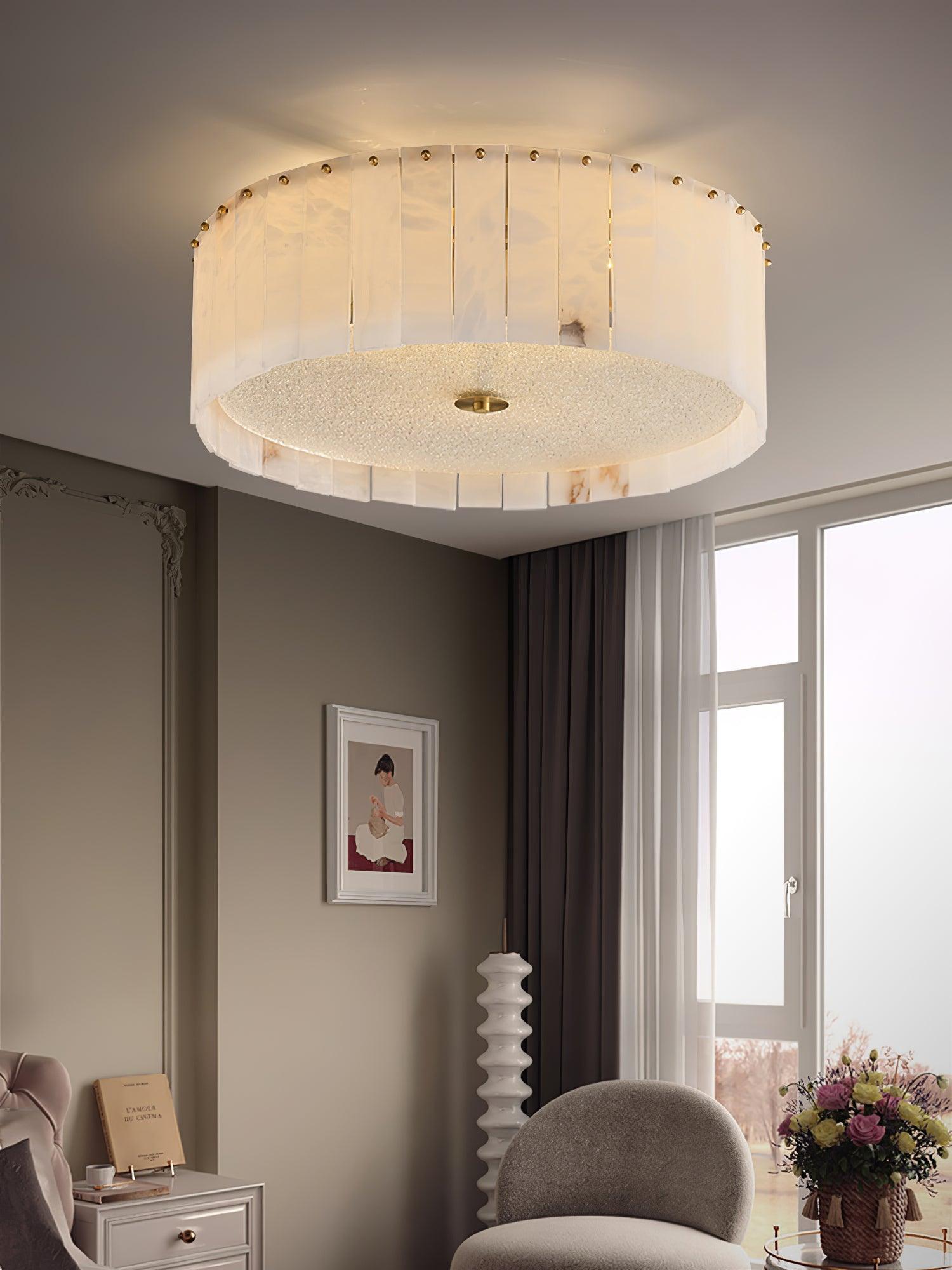 Elysian Alabaster Ceiling Lamp - ∅ 17.7″ x H 9.25″ / Dia 45cm x H 23.5cmBrass & Whitewinglightingus